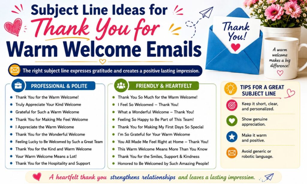 _Subject Line Ideas for Thank You for Warm Welcome Emails 