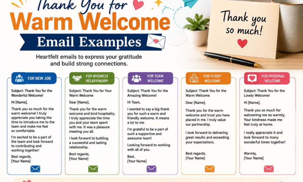 Thank You for Warm Welcome Email Examples 