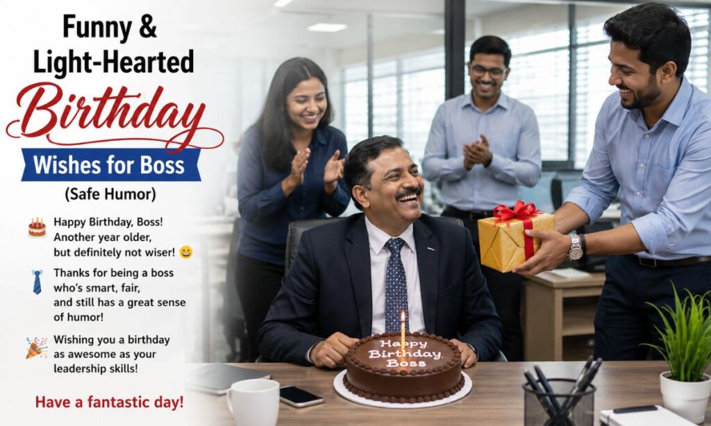 Funny & Light-Hearted Birthday Wishes for Boss (Safe Humor)