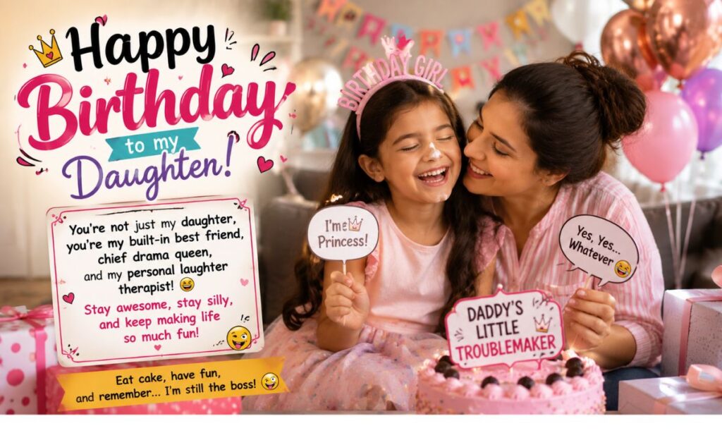 Funny & Playful Birthday Wishes for Your Daughter