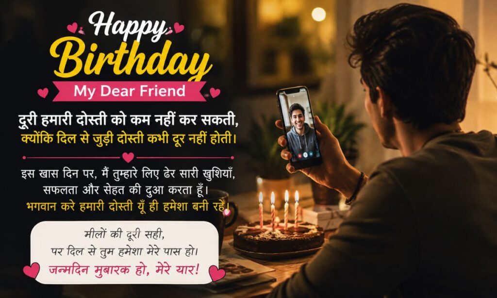 Long distance birthday wishes for friends in hindi
