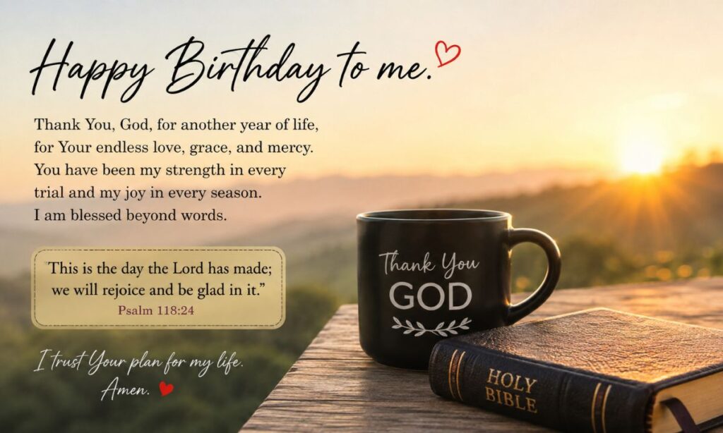 Touching birthday message to myself thanking God Bible verse