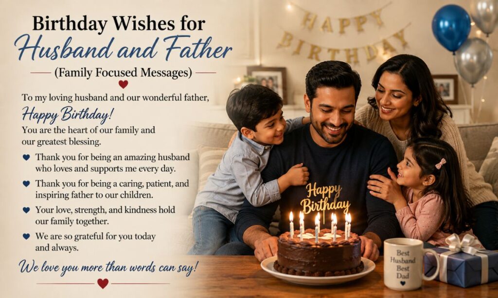 Birthday Wishes for Husband and Father (Family Focused Messages)